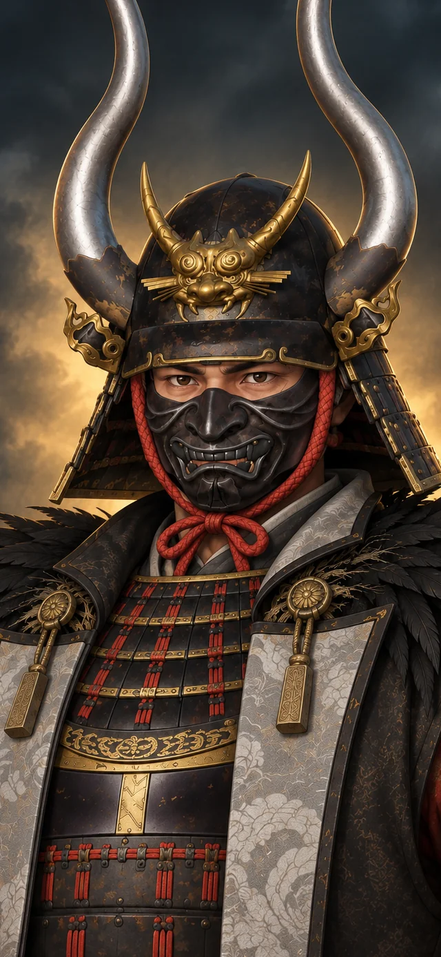 武士大将 · 黑甲 · 双角兜