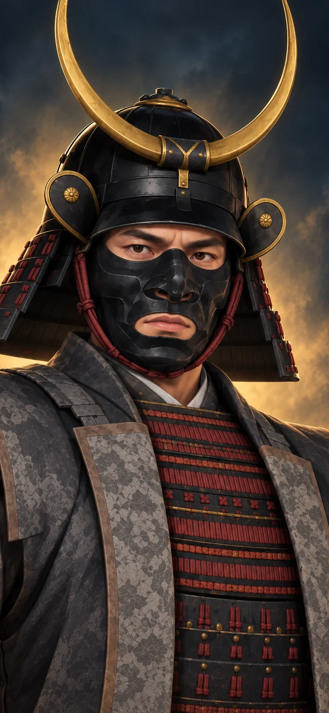 武士大将 · 黑甲 · 月形前立